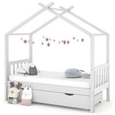 Vidaxl Detský posteľný rám so zásuvkou biely borovica 80x160 cm