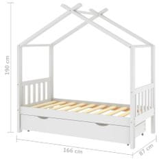 Vidaxl Detský posteľný rám so zásuvkou biely borovica 80x160 cm