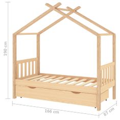 Vidaxl Detský posteľný rám so zásuvkou 80x160 cm masívna borovica