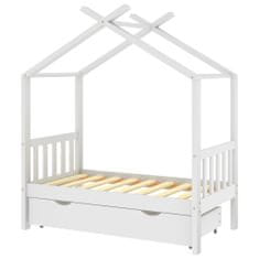Vidaxl Detský posteľný rám so zásuvkou biely borovica 70x140 cm