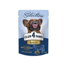 Club4Paws Premium Selection kusky s hovädzím mäsom a zeleninou v omáčke pre dospelých psov 12x85g