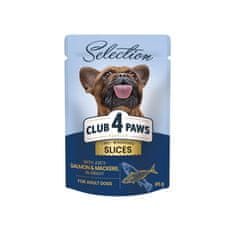 Club4Paws Premium Selection kúsky s lososom a makrelou v omáčke pre dospelých psov 12x85g