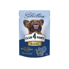 Club4Paws Premium Selection kusky s morčacím a kačacím v omáčke pre dospelých psov 12x85g