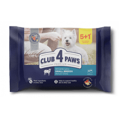 Club4Paws Premium Kapsičky pre psov, pre malé plemená s jahňacím mäsom v omáčke 5+1 (6 x 80 g)