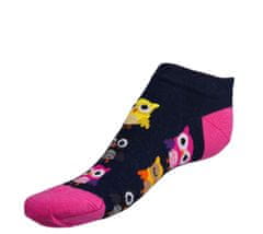 Ponožky nízke Sovy - 39-42 - modrá, ružová