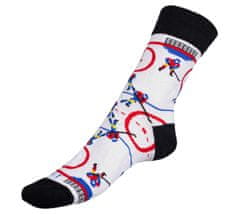 Ponožky detské Hokej - 30-34 - biela, čierna, červená, modrá