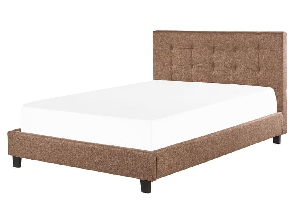 Beliani Čalúnená posteľ 160 x 200 cm hnedá LA ROCHELLE