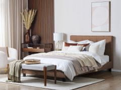 Beliani Čalúnená posteľ 160 x 200 cm hnedá LA ROCHELLE
