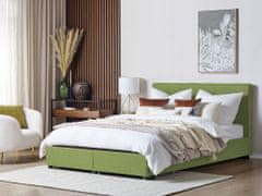Beliani Čalúnená posteľ s úložným priestorom 180 x 200 cm zelená LA ROCHELLE