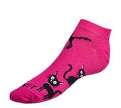 Ponožky nízke Mačka magenta - 35-38 - ružová, čierna