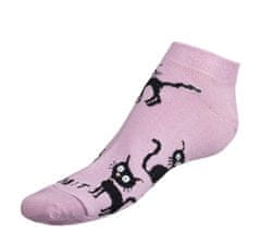 Ponožky nízke Mačka sv.ružová - 39-42 - svetlá ružová, čierna