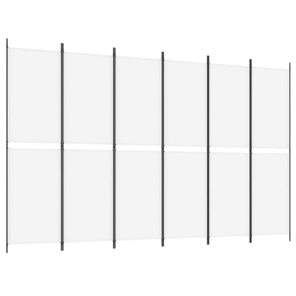 Vidaxl 6-panelový paraván biely 300x200 cm látkový
