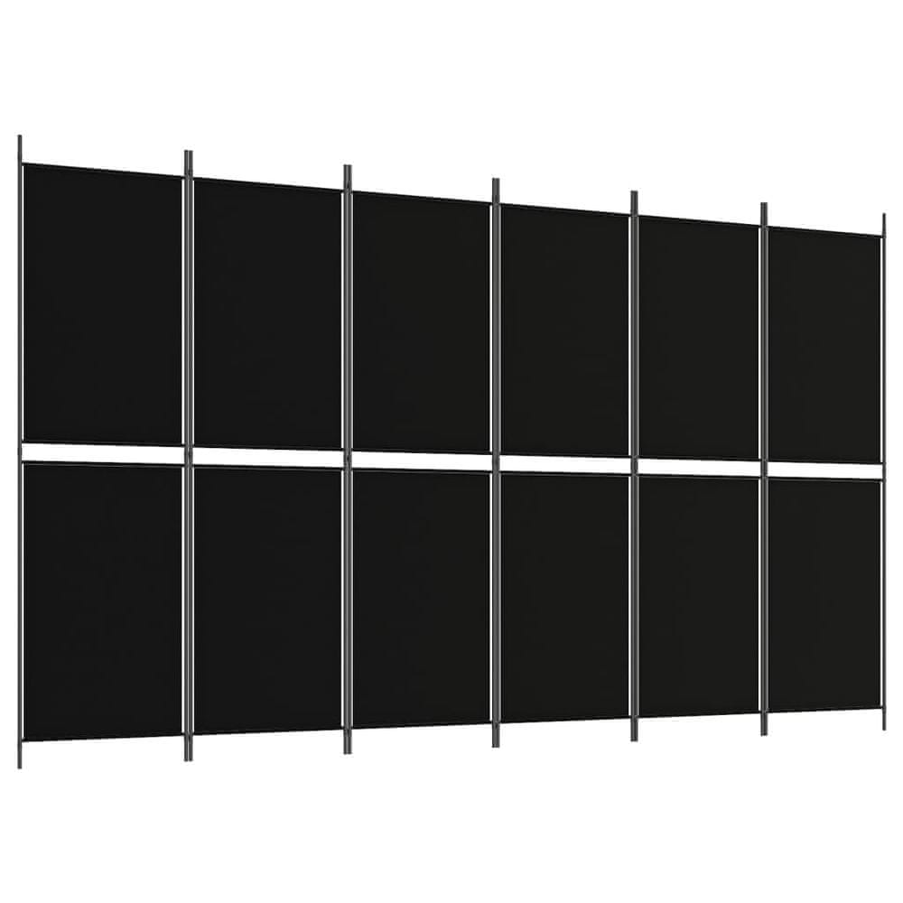Vidaxl 6-panelový paraván čierna 300x180 cm látka