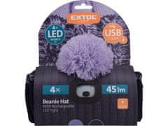 Extol Light čiapka s čelovkou 4x45lm, USB nabíjanie, tmavo modrá / fialová s brmbolcom, univerzálna veľkosť