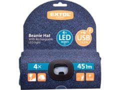 Extol Light čiapka s čelovkou 4x45lm, USB nabíjanie, modrá / čierna, univerzálna veľkosť