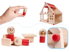 Ikonka Drevený domček pre bábiky + nábytok a ľudia 40cm