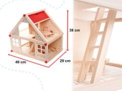 Ikonka Drevený domček pre bábiky + nábytok a ľudia 40cm