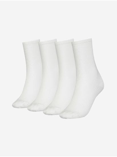 Calvin Klein Sada štyroch párov bielych dámskych ponožiek Calvin Klein