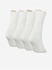 Calvin Klein Sada štyroch párov bielych dámskych ponožiek Calvin Klein UNI