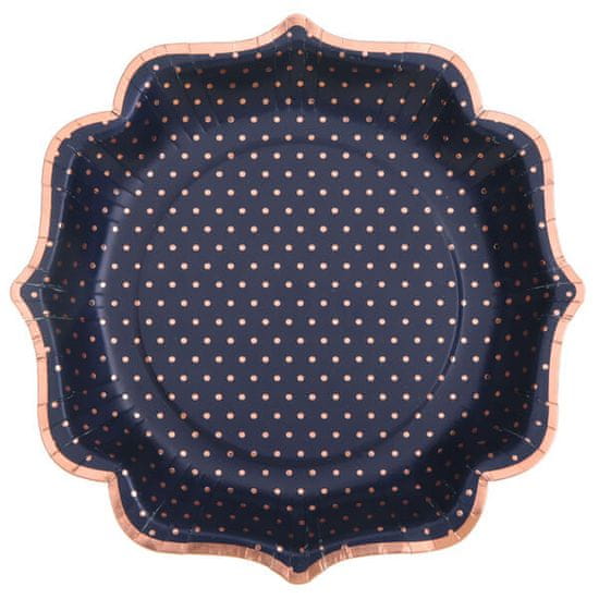 Santex Papierové taniere Ružovozlato-modré bodkované 21cm 10ks
