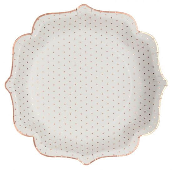 Santex Papierové taniere Rožovozlato-biele bodkované 21cm 10ks