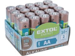Extol Energy Batéria alkalické, 20ks, 1,5V AA (LR6)
