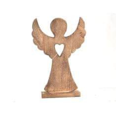 Indecor Anjel z mangového dreva so srdcom 17x6x37 cm X10554