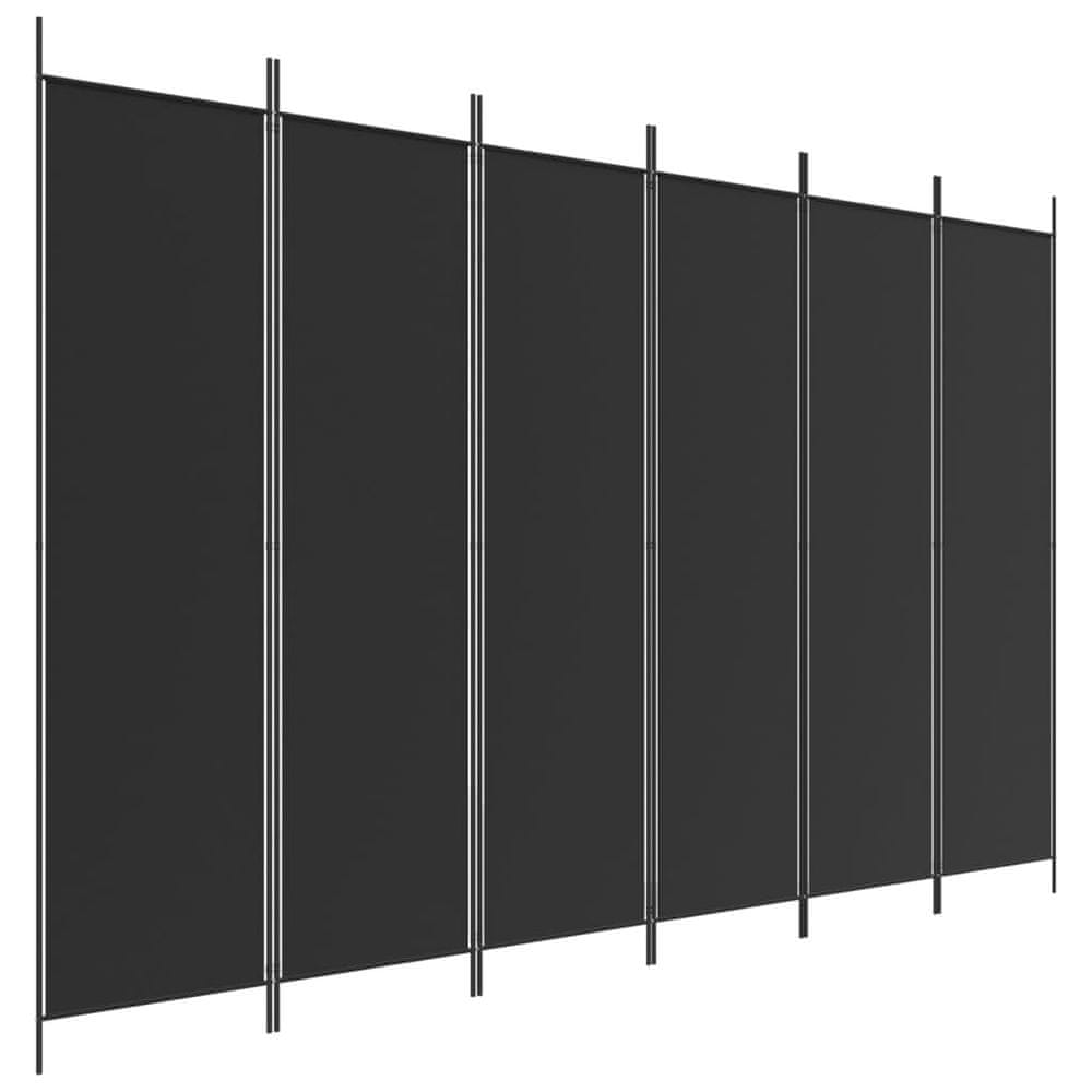 Vidaxl 6-panelový paraván čierny 300x200 cm látkový
