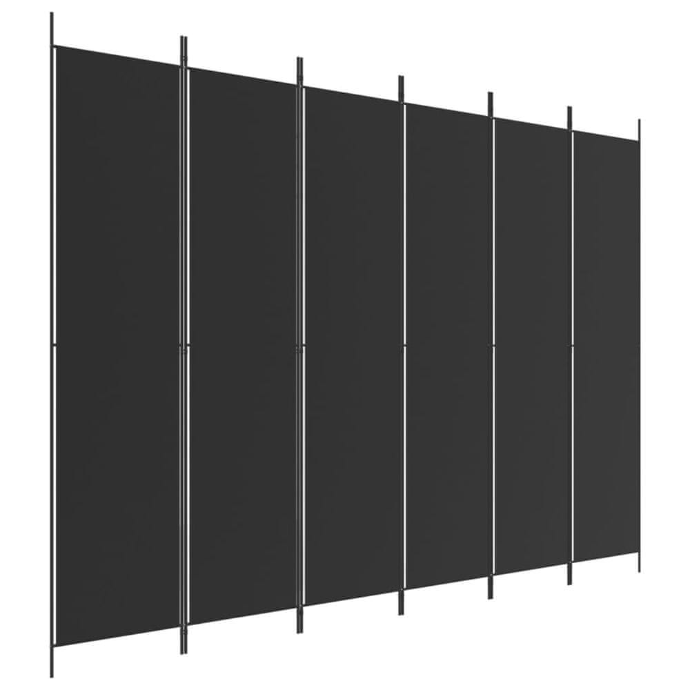 Vidaxl 6-panelový paraván čierny 300x220 cm látkový