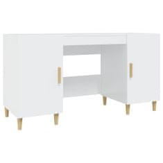 shumee Stôl lesklý biely 140x50x75 cm spracované drevo