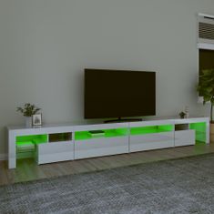 Vidaxl TV skrinka s LED svetlami lesklá biela 290x36,5x40 cm