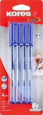 KORES Guľôčkové pero K1 Pen Super Slide 1 mm, transparentné, trojhranné, šírka M-1 mm, modrá