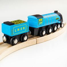 Bigjigs Rail Drevená replika lokomotívy Mallard + 3 koľaje