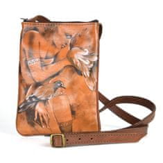 VegaLM Ručne maľovaná crossbody kabelka s motívom Žena s holubmi