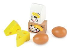Tidlo Drevená debnička s mliečnymi výrobkami a vajcami