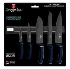 Berlingerhaus Sada nožov s magnetickým držiakom 6 ks Aquamarine Metallic Line