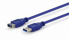 kábel USB 3.0 (AM - AF), predlžovací, 3 m, modrý
