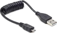 C-Tech GEMBIRD Kábel USB A Male/Micro B Male 2.0, 60cm, Black, krútený