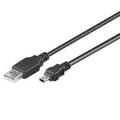 PremiumCord Kábel USB 2.0, AB mini, 5 pinov, 0,5 m