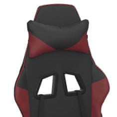 Vidaxl Herná stolička s podnožkou čierna a vínovočervená umelá koža