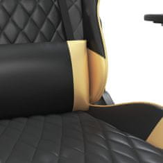 Vidaxl Herná stolička s podnožkou čierna a zlatá umelá koža