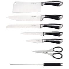 Northix Súprava nožov s otočným stojanom - 7 dielov - čierna 