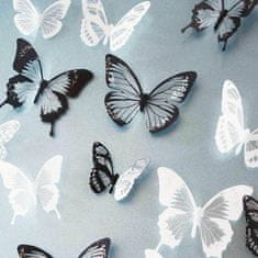 Northix 18x 3D ozdobné motýle - čiernobiele 