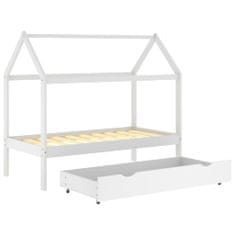 Vidaxl Detský posteľný rám so zásuvkou biely 80x160 cm borovica