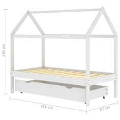 Vidaxl Detský posteľný rám so zásuvkou biely 80x160 cm borovica