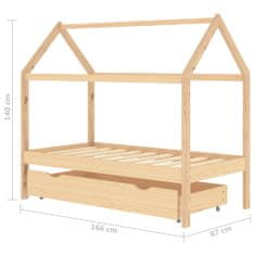 Vidaxl Detský posteľný rám so zásuvkou 80x160 cm borovica