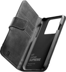 CellularLine prémiové kožené pouzdro typu kniha Supreme pro Apple iPhone 14 Pro, čierna