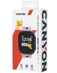 Canyon smart hodinky Sandy KW-34 PINK/GREY,1.44", Nano SIM, SOS tlačidlo, GPS+LBS, kamera, volanie, perimeter