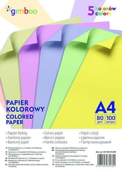 Gimboo Sada farebných papierov A4 80 g/m2, 100 listov, mix pastelových farieb