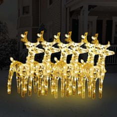 Vidaxl Vianočné soby 6 ks teplé biele 240 LED akrylové